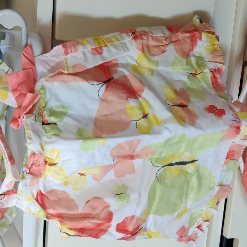 Janie and Jack, summer outfit, butterflies, bucket hat, diaper cover, 6-12 month